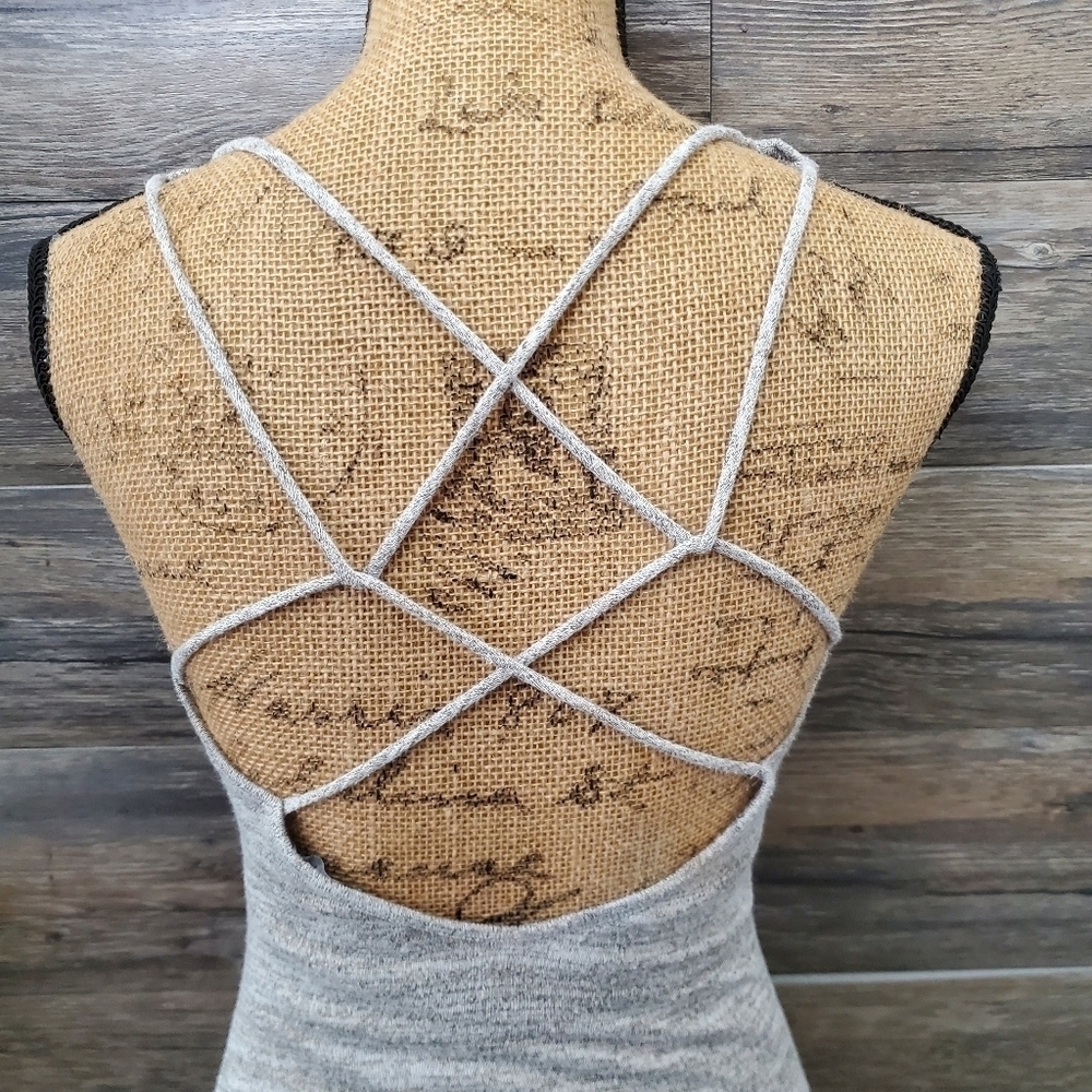Lovely Day Crisscross Back Dress Silver Gray Size Small